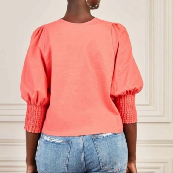 Stella & Dot Womens Double Take 2 Way Puff Sleeve XXL Coral Cardigan Linen Blend - Picture 9 of 11